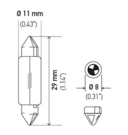 Hella Bulb 6430 24V 3W SV7-8 T2.5 8x29mm