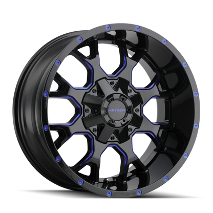 Mayhem 8015 Warrior 20x10 / 6x135 BP / -25mm Offset / 106mm Hub Black w/ Prism Blue Wheel