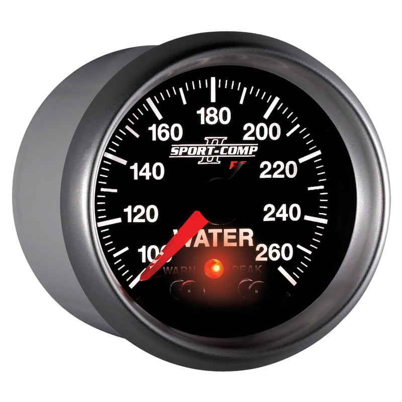 Autometer Sport-Comp II 52.4mm 100-260 Deg F Water Temp Peak & Warn w/ Electronic Control Gauge