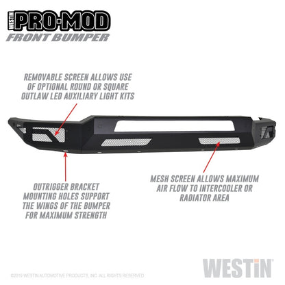 Westin 2019 Dodge Ram 1500 ( Excludes 1500 Classic & Rebel Models ) Pro-Mod Front Bumper - Text. Blk