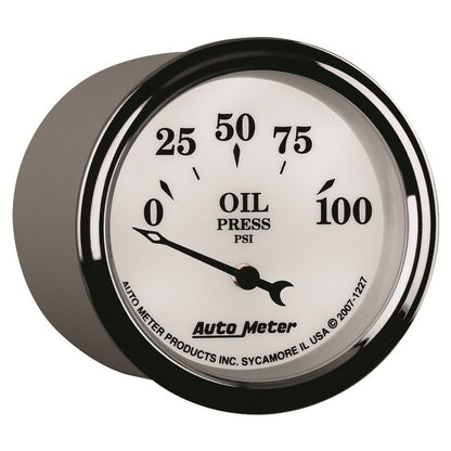 AutoMeter Gauge Oil Press 2-1/16in. 100PSI Elec Old Tyme White II