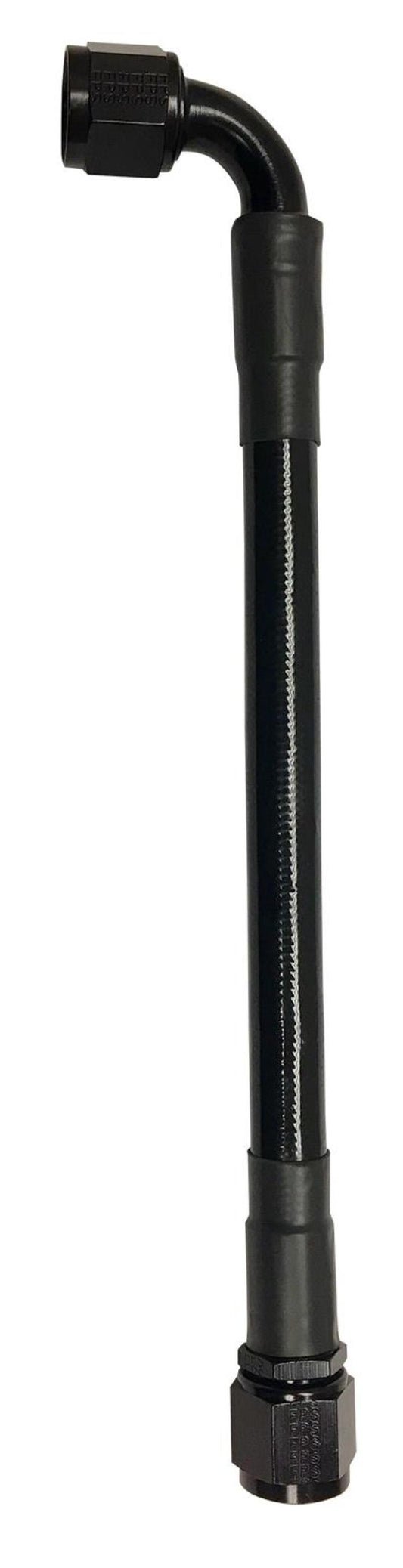 Fragola -8AN Ext Black PTFE Hose Assembly Straight x 90 Degree 12in