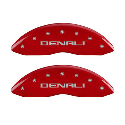 MGP 4 Caliper Covers Engraved Front & Rear Denali Red Finish Silver Char 2018 GMC Canyon