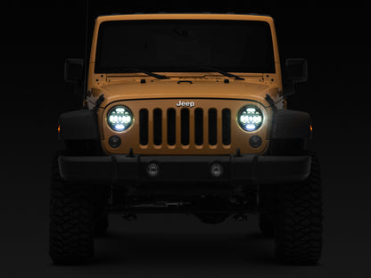 Raxiom 97-18 Jeep Wrangler TJ/JK Axial Series 13-LED Headlights- Black Housing (Clear Lens)