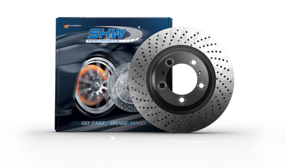 SHW 05-08 Porsche Boxster 2.7L Left Front Cross-Drilled Monobloc Brake Rotor (98735140101)