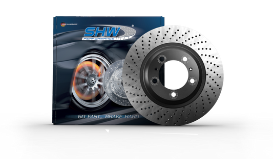 SHW 17-19 Porsche 911 Carrera 3.0L w/o Ceramics Left Front Cross-Drilled MB Brake Rotor (9P1615301A)