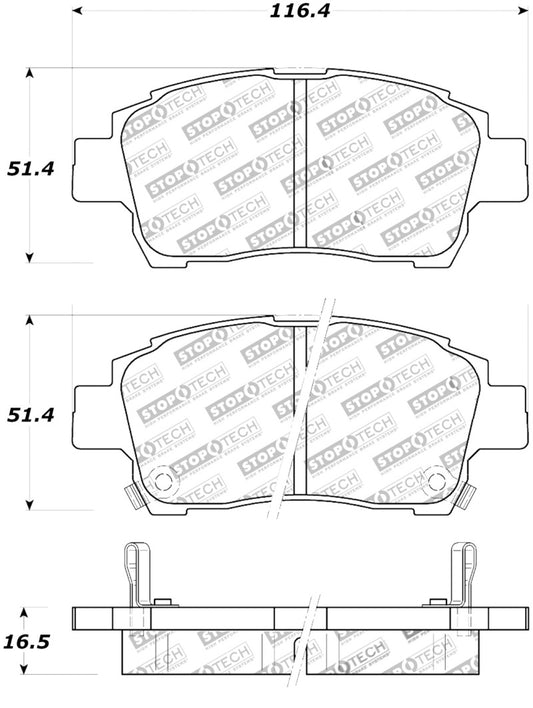 StopTech Street Touring 00-05 Spyder MR2 / 00 Celica GT Front Brake Pads