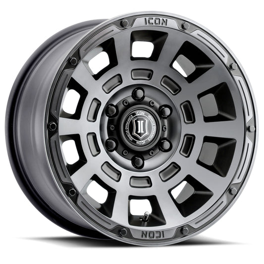 ICON Thrust 17x8.5 5x5 -6mm Offset 4.5in BS Smoked Satin Black Tint Wheel