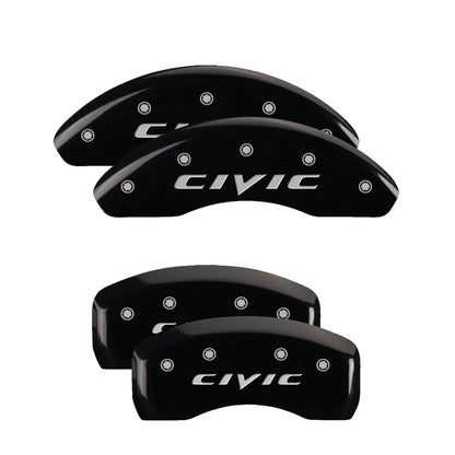MGP 4 Caliper Covers Engraved Front & Rear MGP Yellow Finish Black Char 2007 Honda Civic