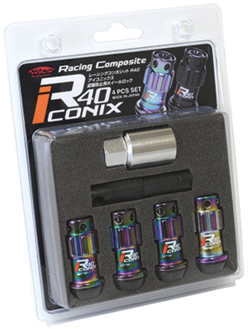 Project Kics 12X1.25 R40 Iconix Neochrome Lug Nut Lock Set - 4