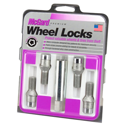 McGard Wheel Lock Bolt Set - 4pk. (Tuner / Cone Seat) M14X1.5 / 17mm Hex / 24.0mm Shank L. - Chrome