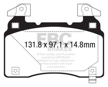 EBC 14+ Cadillac CTS Vsport 3.6 Twin Turbo Redstuff Front Brake Pads