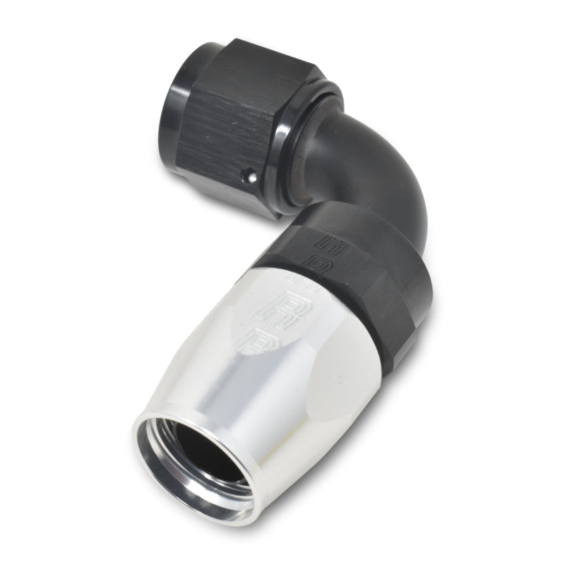 Russell Performance -4 AN Black/Silver 90 Degree Full Flow Hose End