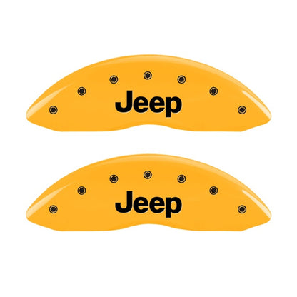 MGP Front set 2 Caliper Covers Engraved Front JEEP Yellow finish black ch