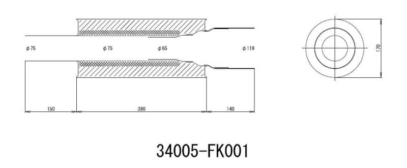 HKS Universal Stainless Hi Power 170mm Titanium Muffler