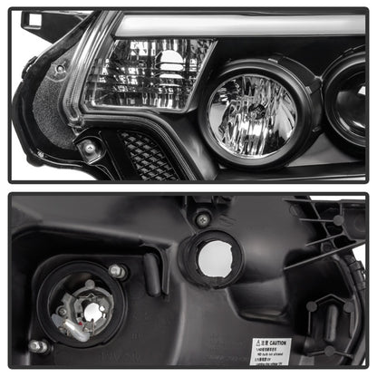 Spyder Toyota Tacoma 12-15 Projector Headlights Light Bar DRL Black PRO-YD-TT12-LBDRL-BK