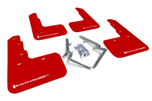 Rally Armor 17-22 Honda Civic Type R Red UR Mud Flap w/White Logo