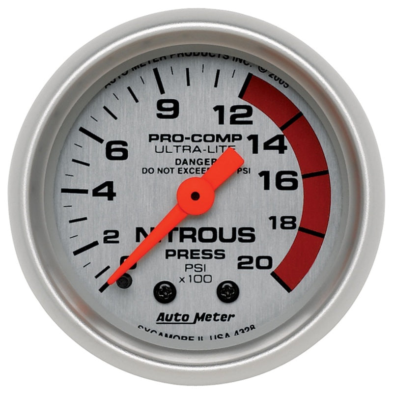 Autometer Ultra-Lite 52mm 2000 PSI Mechanical Nitrous Pressure Gauge