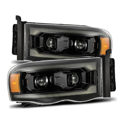 AlphaRex 02-05 Dodge Ram 1500 PRO-Series Projector Headlights Plank Style Alpha Black w/Seq Signal