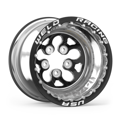 Weld Alpha-1 15x13 / 5x4.75 BP / 5in BS Black Wheel - Black Double Beadlock MT