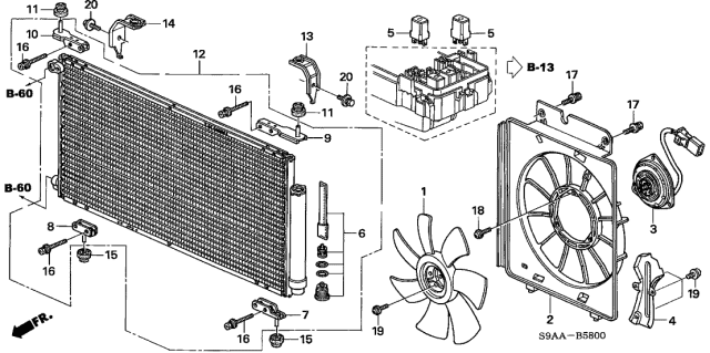 Honda -  A/C Condenser Compressor Lines-Condenser Upper Insulator