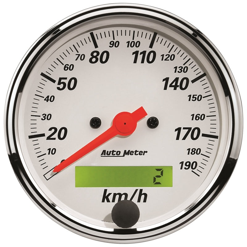 Autometer Arctic White 5 Pc Kit Box w/ Elec KMH Speedo, Elec Oil Press, Water Temp, Volt, Fuel Level