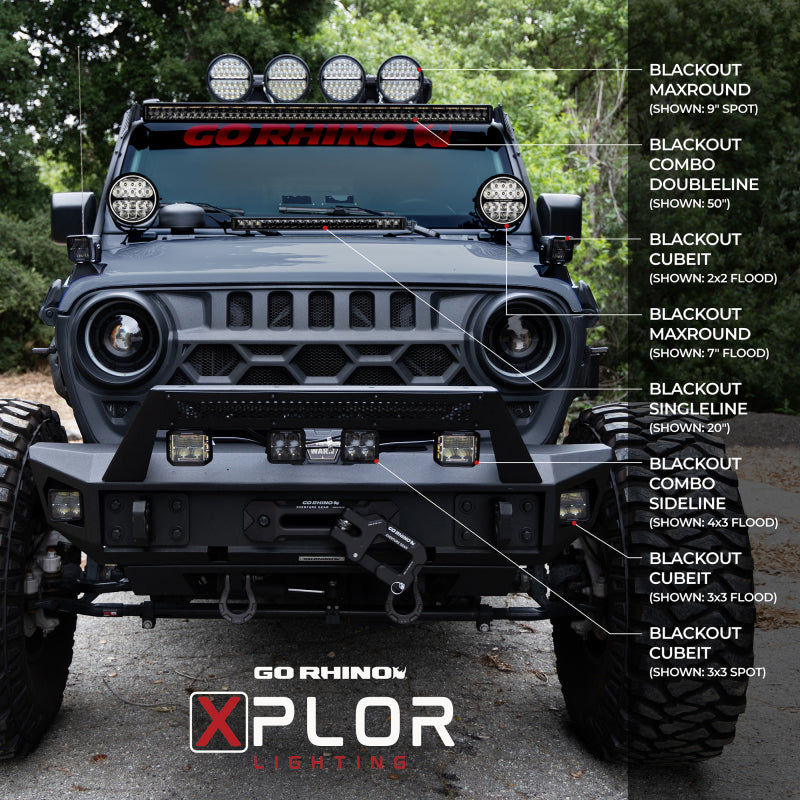 Go Rhino Xplor Blackout Series Dbl Row LED Light Bar (Side/Track Mount) 40in. - Blk