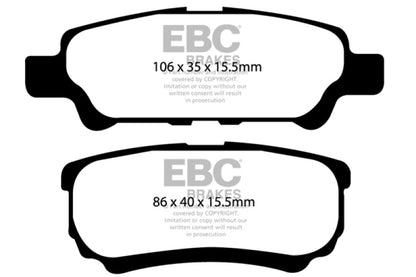 EBC 11-14 Chrysler 200 2.4 Ultimax2 Rear Brake Pads