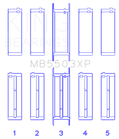 King Ford 351ci Cleveland V8 (Size 001) Tri-Metal Performance Main Bearing Set