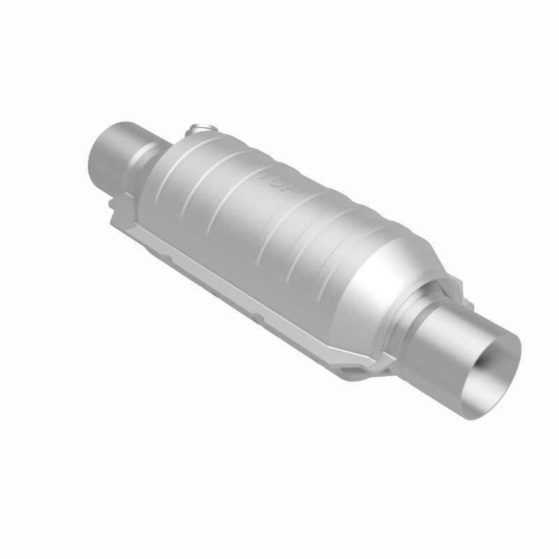 MagnaFlow Univ Cat Conv 2in Inlet/Outlet Ctr/Ctr Round 11in Body L x 5.125in W x 15in Overall L